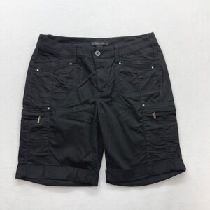 White House Black Market Bermuda Shorts Womens 4 Black Cargo Cuffed Utility
